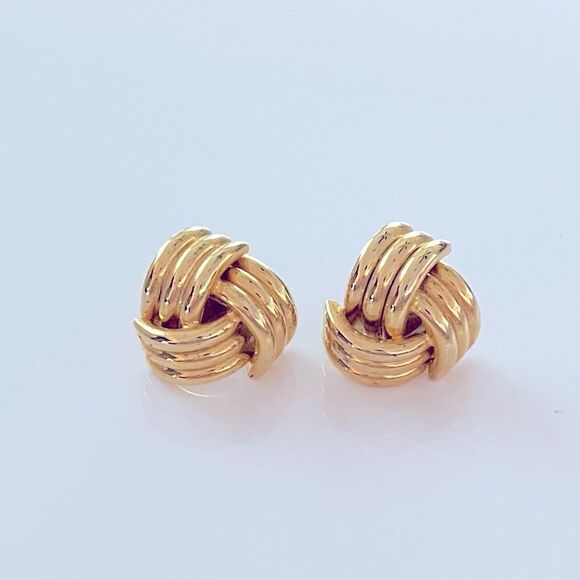 Vintage Gold Knot Post Stud Earrings - Picture 1 of 3